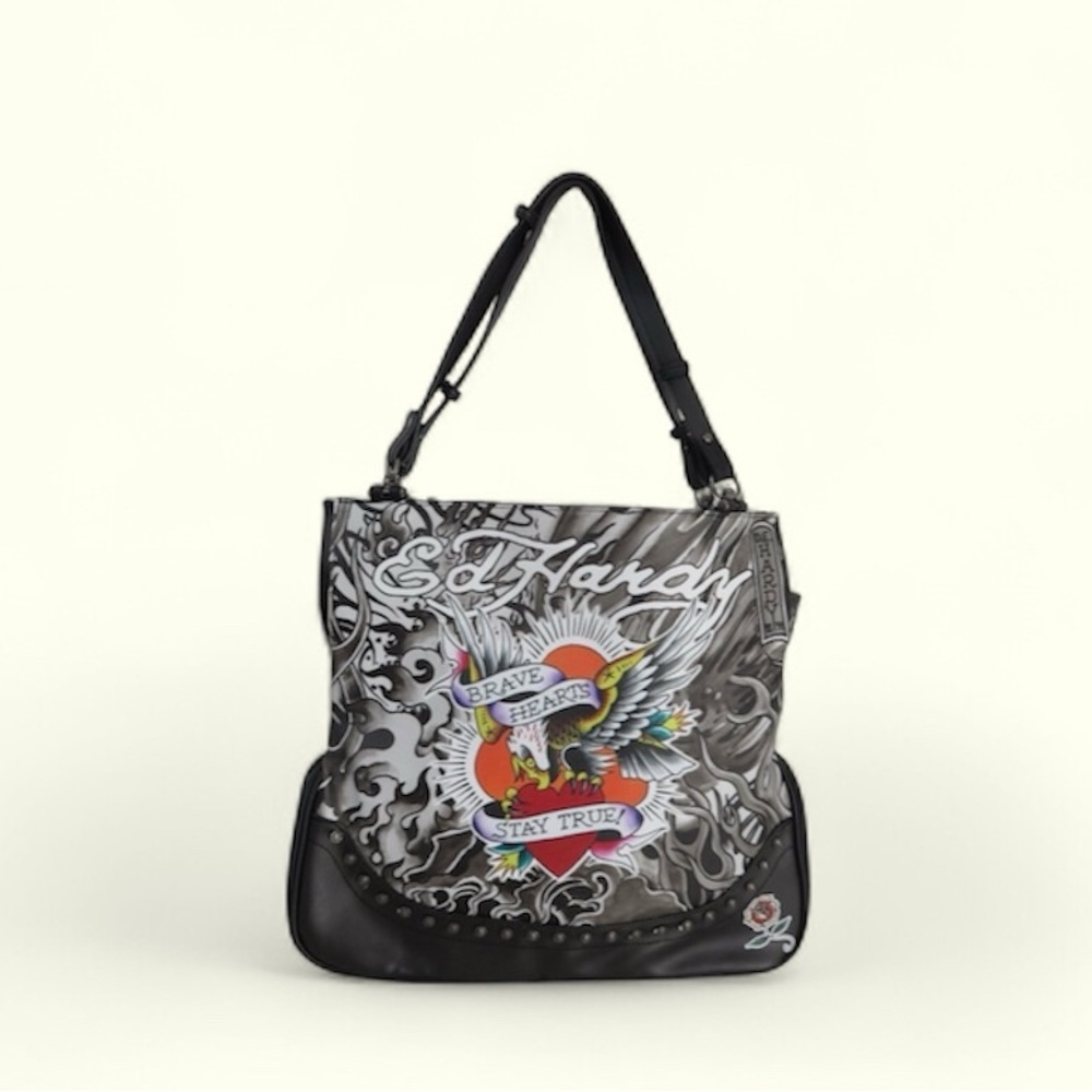 Ed Hardy studded Shoulder/Tote Bag
